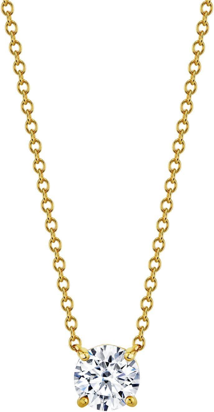 image125 Carat 18K Gold Over 925 Sterling Silver Moissanite Solitare Pendant 17quot Chain Necklace