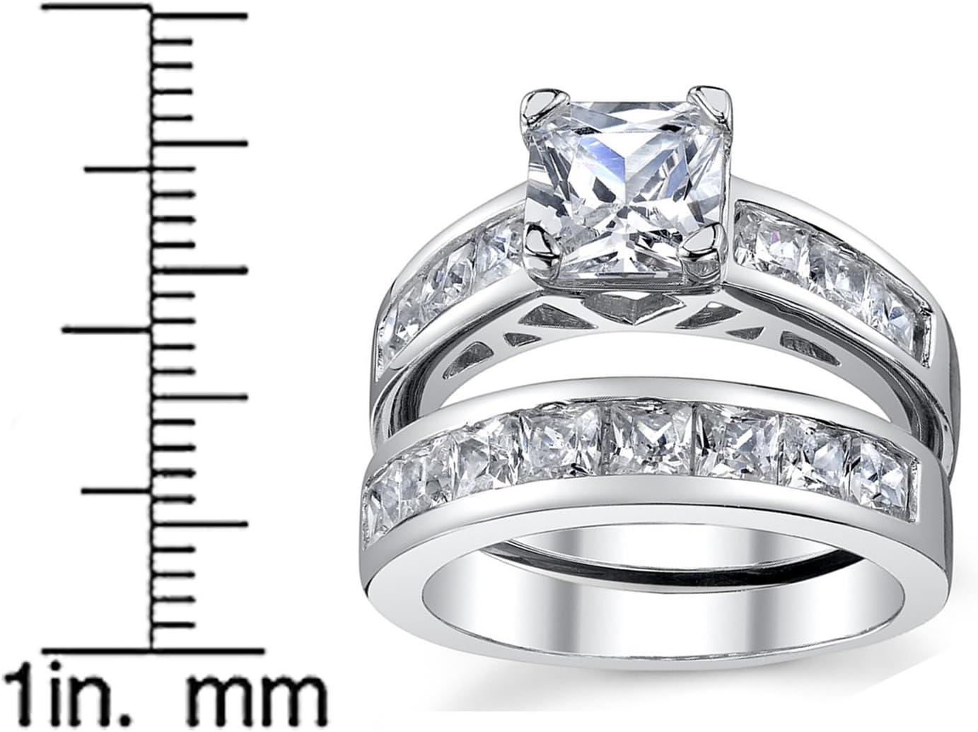image1 Carat Radiant Cubic Zirconia CZ Sterling Silver 925 Wedding Engagement Ring Band Set Sizes 4 to 11