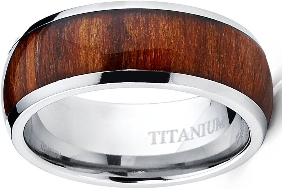 imageMetal Masters Mens Titanium Ring Wedding Band Engagement Ring with Real Wood Inlay 8mm Comfort Fit Sizes 6 to 13