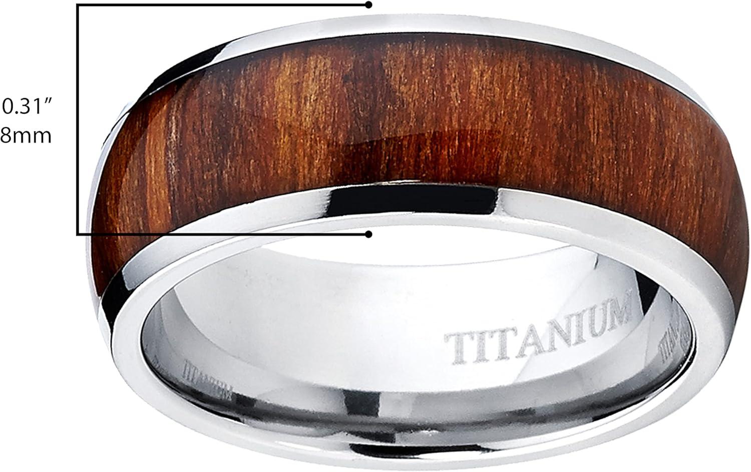imageMetal Masters Mens Titanium Ring Wedding Band Engagement Ring with Real Wood Inlay 8mm Comfort Fit Sizes 6 to 13
