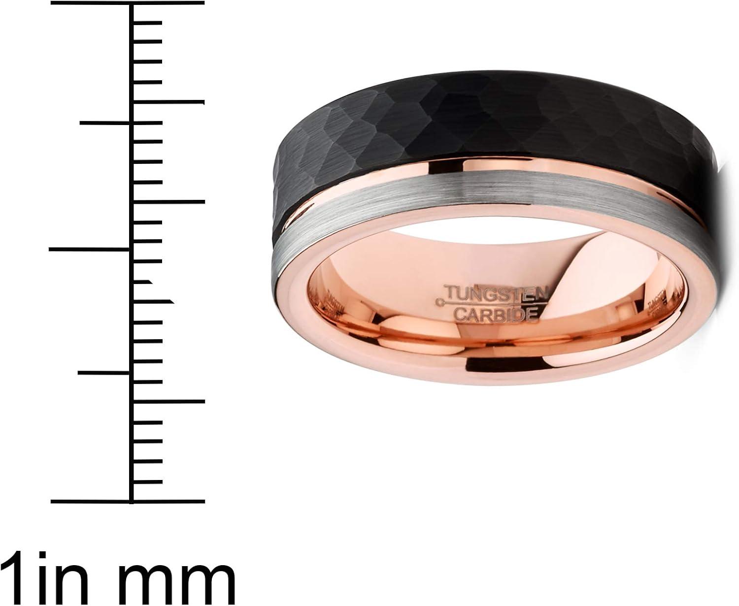 imageMetal Masters Co Mens Tungsten Wedding Band Ring TriColor Groove Rose Goldtone Comfortfit 8MM