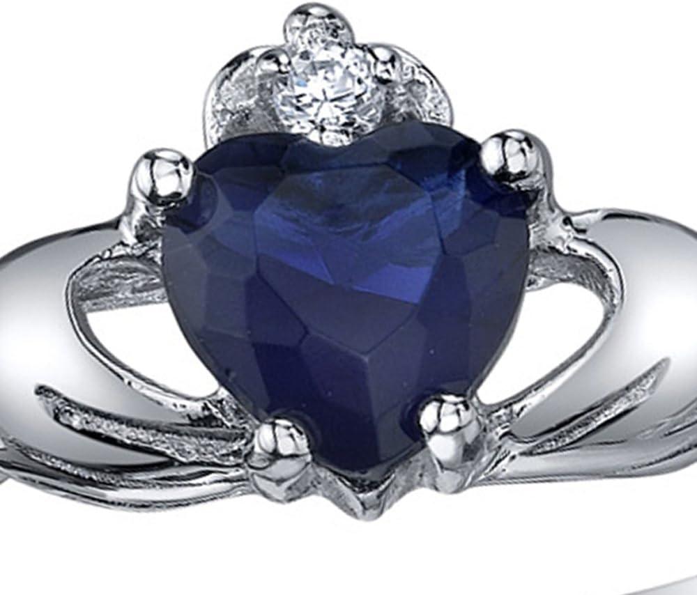 imageMetal Masters Sterling Silver 925 Irish Claddagh Friendship amp Love Simulated Sapphire Blue Heart CZ Cubic Zirconia Ring