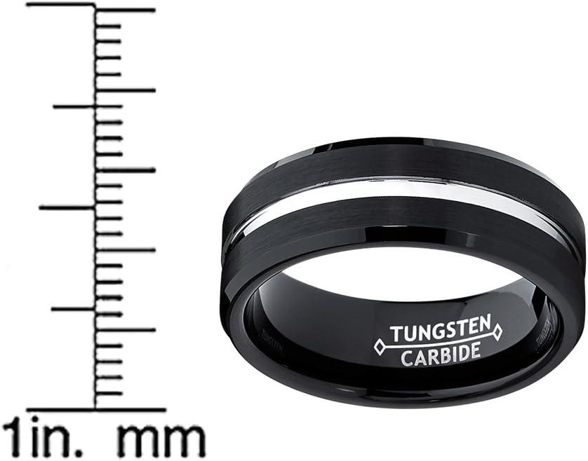 imageMetal Masters 8MM Two Tone High PolishMatte Finish Mens Tungsten Ring Wedding Band Sizes 6 to 15