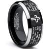 imageMetal Masters 8MM Black Lords Prayer Tungsten Ring Wedding Band Sizes 7 to 13