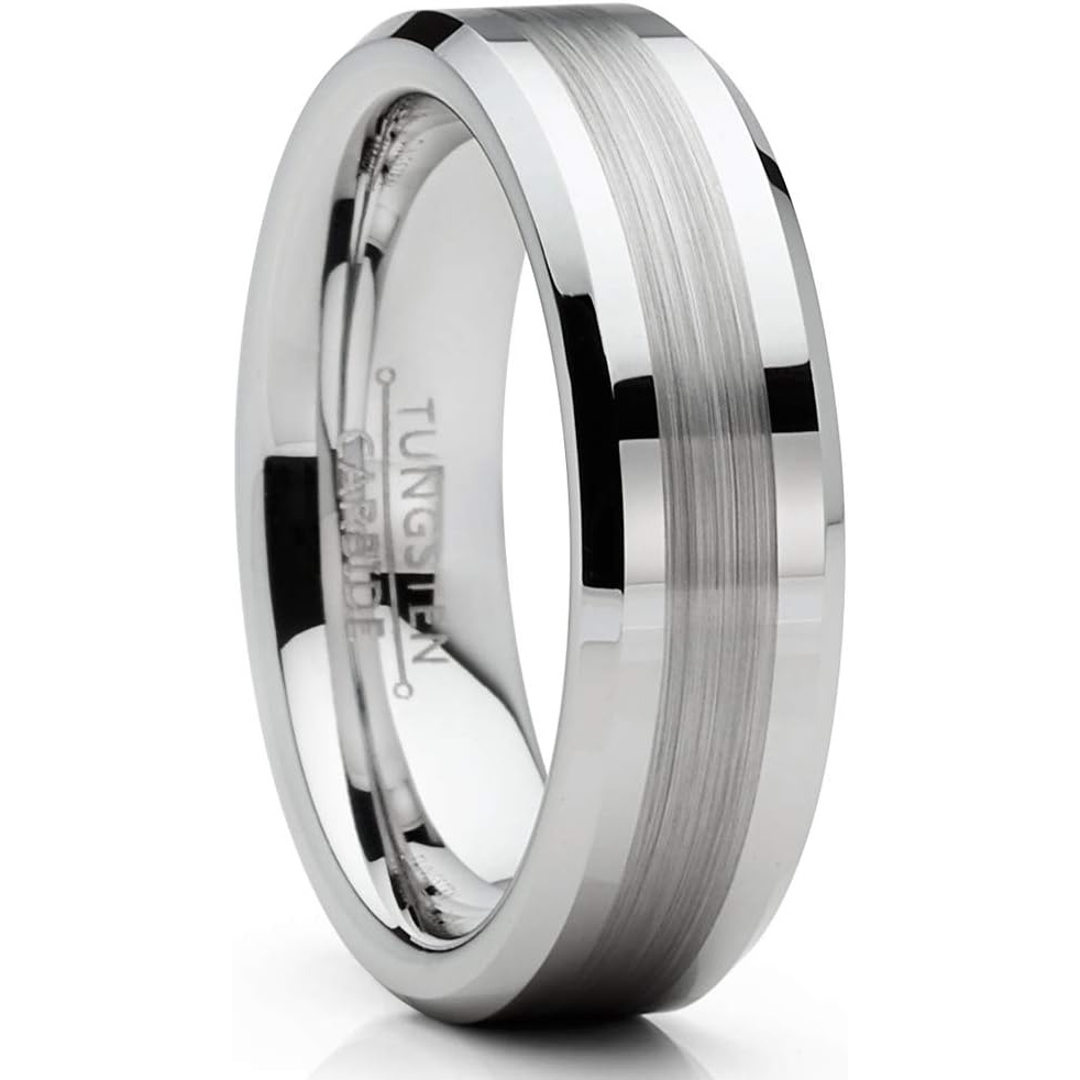 image:imageMetal Masters Co Mens Tungsten Ring Brushed Wedding Band Silvertone Comfortfit 6MM 8MM6 Millimeters