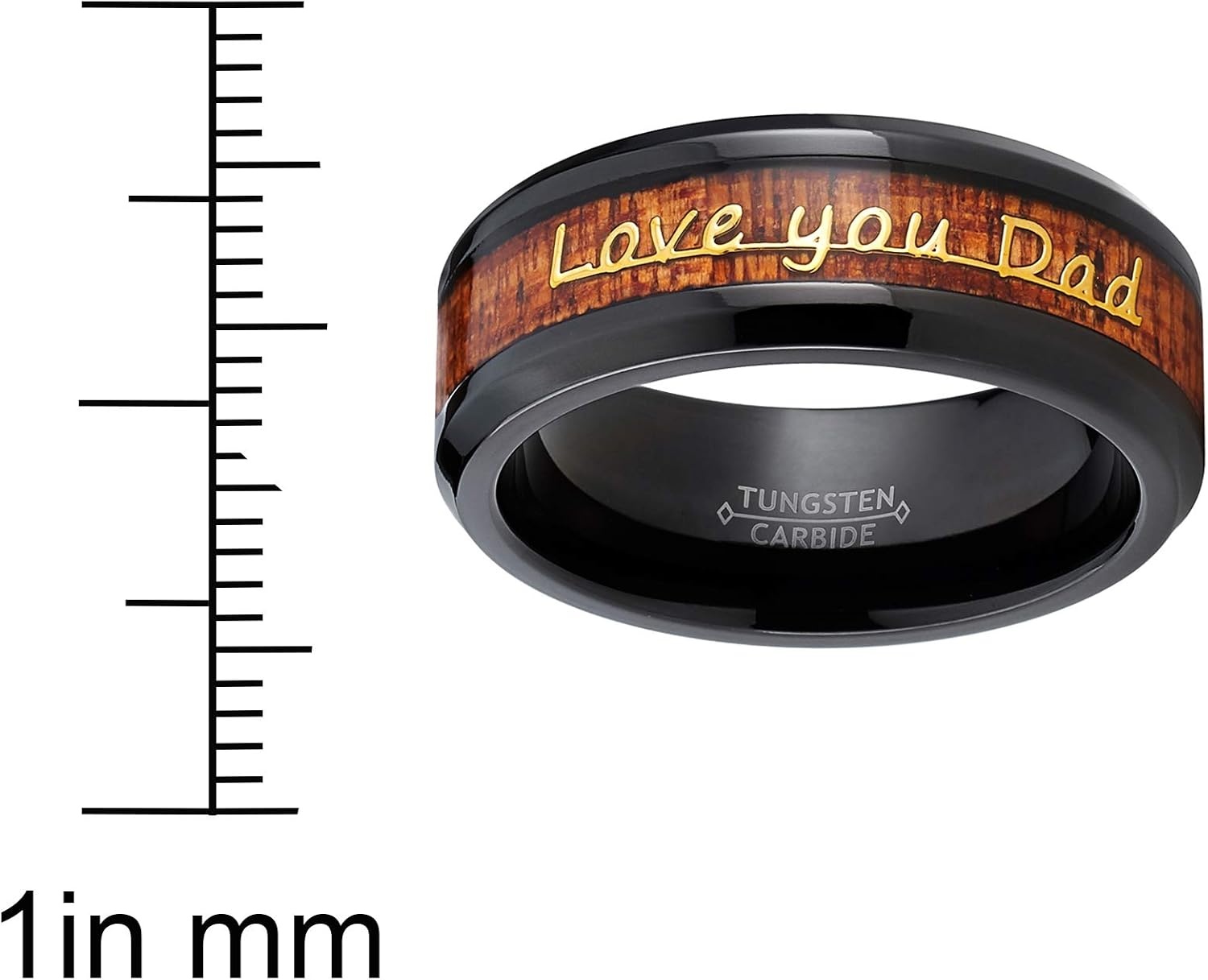 image:imageMetal Masters CO Mens Tungsten Carbide Ring Band Love you Thank you Dad Fathers Day Carbon Fiber Inlay 8MMBrown