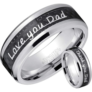 Metal Masters CO. Men’s Tungsten Carbide Ring Band Love you Thank you Dad Father’s Day Carbon Fiber Inlay 8MM(Black)