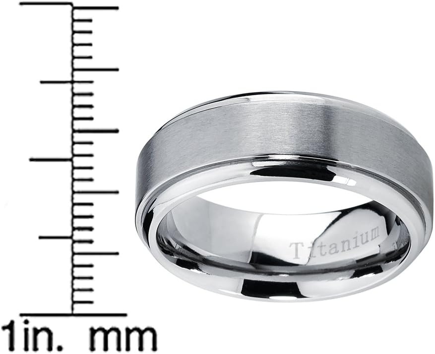 image:image8MM High Polish Matte Finish Mens Titanium Ring Wedding Band Size 8