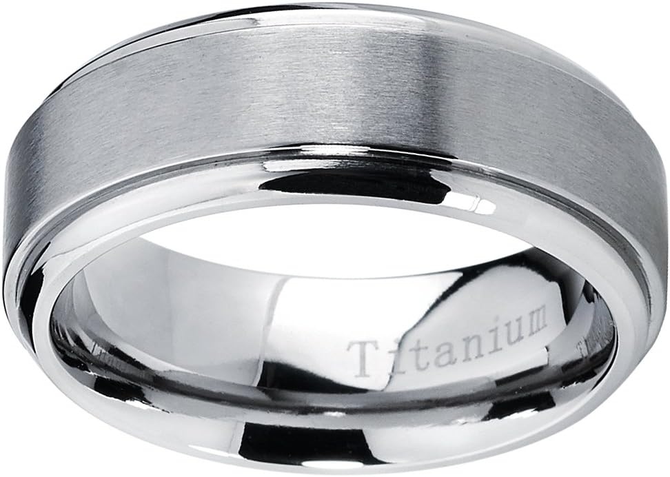 image:image8MM High Polish Matte Finish Mens Titanium Ring Wedding Band Size 8