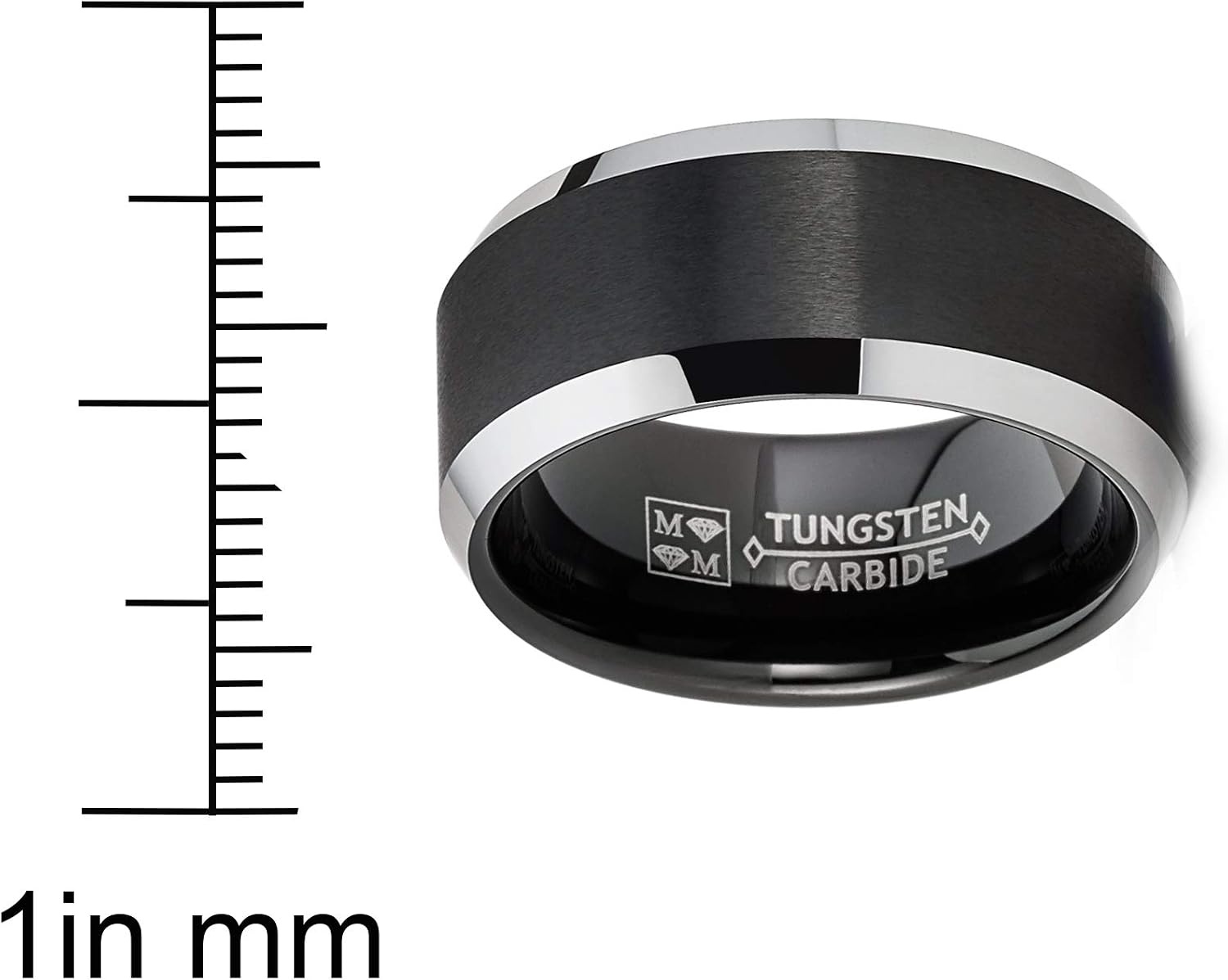 image:imageMetal Masters CO Mens Tungsten Carbide Ring Black TwoTone Brushed Wedding Band Comfortfit 10MM