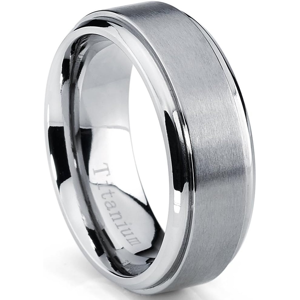 image:image8MM High Polish Matte Finish Mens Titanium Ring Wedding Band Size 8