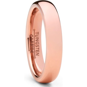Metal Masters Men Women Unisex Rose Gold Tone Tungsten Wedding Band Engagement Ring 4mm Dome(Rosegold Tone)