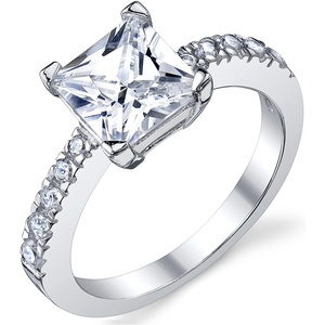 1.25 Carat Princess Cut Moissanite Engagement, Wedding Ring Sizes 4-11