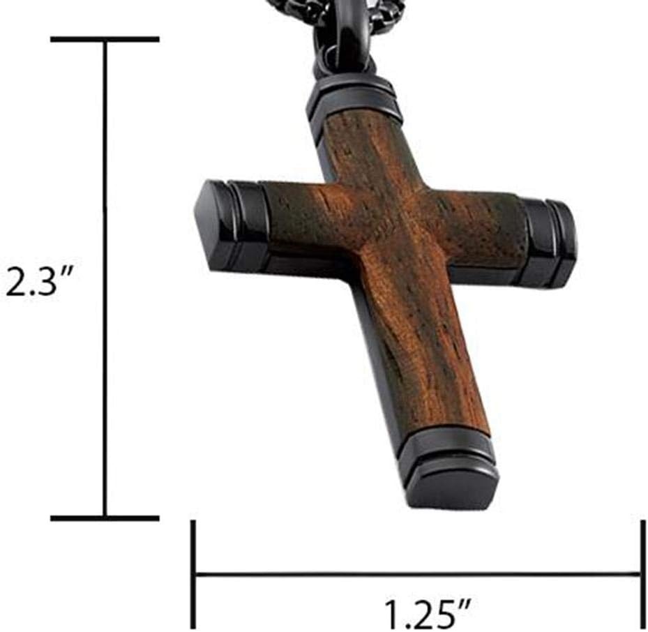 image:imageMetal Masters Wood Cross Pendant Necklace Stainless Steel with 24 inch ChainBlack Brown