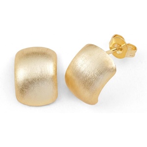 Metal Masters Womens 14K Gold Plated Brushed Matte Curved Stud Earrings 8MM Modern Square Jewelry Gift